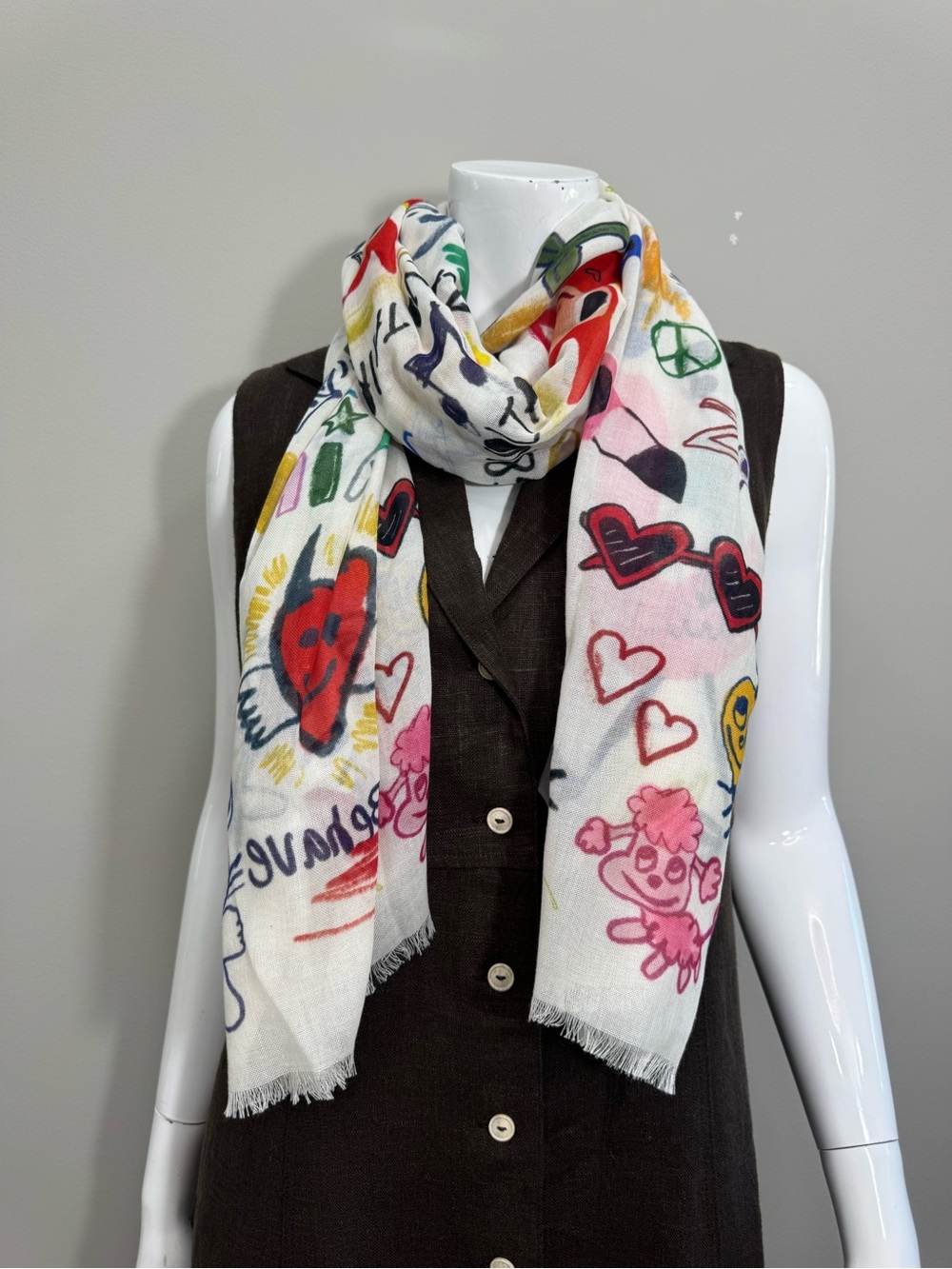 ZADIG & VOLTAIRE Maxi Delta x Humberto Cruz Graffiti Scarf Wrap Italy